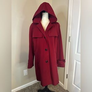 Size L Burgundy Calvin Klein Waterproof Trench Coat